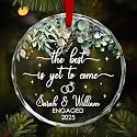 Personalized Engagement Glass Ornament 2025 – Custom “The Best is Yet to Come” Decoration with Names &amp; Year – Engaged Couple Keepsake – Romantic Christmas Holiday Keepsake – Wedding Engagement Gift