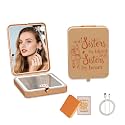 Personalized Engraved Compact Mirror for Sister Rose Gold 3x Magnifying Mirror with LED Light, Birthday Gift, Friendship Gifts for Best Friend, Ideal for Christmas Wedding Graduation Stocking Stuffers