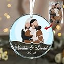 Personalized Faceless Portrait Crystal Ornament - Illustrated Couples Portrait Glass Ornaments, Valentine Day Gifts, Minimal Cartoon Couple Anniversary Digital Hand-Draw, Gift for Her/Him