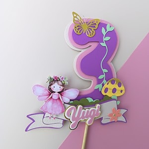 personalized fairy cake topper with name amp age  handcrafted birthday decoration custom party decor