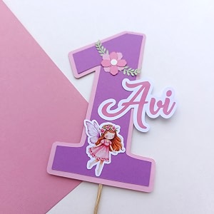 personalized fairy cake topper with name amp age  handcrafted birthday decoration custom party decor