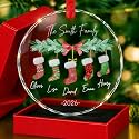 Personalized Family Christmas Stocking Crystal Ornament - Custom Member Name Ornaments, First Christmas As Family of Three Four Five, Parents Gifts Hanging Xmas Tree Ornaments Keepsake for Relatives