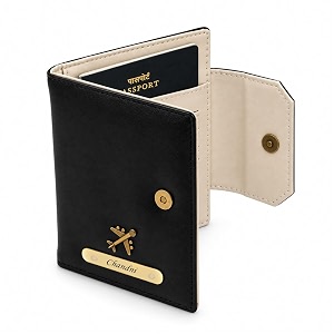 personalized family passport organizer for 3 passports  custom name travel document wallet with 8 card slots cash pocket boarding pass holder amp secure closure black