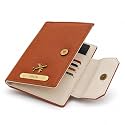 Personalized Family Passport Organizer for 3 Passports | Custom Name Travel Document Wallet with 8 Card Slots, Cash Pocket, Boarding Pass Holder & Secure Closure (Orange)