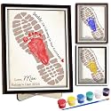 Personalized Father's Day Handprint Wooden Sign, DIY Baby Footprint Kit with Acrylic Paints, Art Craft Newborn Keepsake, First Father's Day Birthday Valentines Gift for New Dad from Son Daughter
