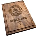 Personalized Firefighter Maltese Cross Cutting Board, Custom Engraved with Name & Rank, Walnut Artisan Handmade Wood Charcuterie, Birthday, Retirement & Graduation Gift for Firefighters & Men