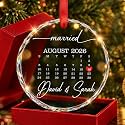 Personalized First Christmas Married Crystal Ornament – Wedding Keepsake for Couple 2026, Future Newlywed Gift, Bridal Shower Present, Just Married Decoration, Unique Glass Holiday Ornament