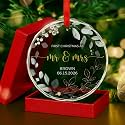 Personalized First Christmas As Mr &amp; Mrs Crystal Ornament - Custom Wedding Gift, Newly Married Glass Keepsake, Bridal Shower Gift, Mr &amp; Mrs Holiday Ornament, Newlywed Couple Decor