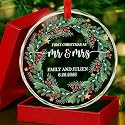 Personalized First Christmas As Mr Mrs Crystal Ornament - Custom Wedding Gift, Newly Married Glass Keepsake, Bridal Shower Gift, Mr &amp; Mrs Christmas Ornament, Newlywed Couple Holiday Decor