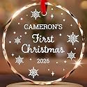 First Christmas Ornament 2026 Personalized Glass Name