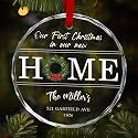 Personalized First Christmas in Our New Home Crystal Ornament - Custom Family Name and Address, Housewarming Gift, New Address Keepsake, New Owner Gift, First Home Hanging Decor