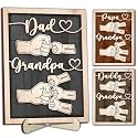 Personalized First Dad Now Grandpa Gift from Grandkids, Custom Wooden Dad Fist Bump Sign, Father's Day Birthday Gift for Daddy Grandpa Husband, Desk &amp; Wall Decor