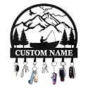 Personalized Fishing Key Holder Wall Mount, Fisherman Key Holder for Wall, Custom Name Keys Hanger for Fishing Lovers Gifts, Decorative Camping Keys Hooks for Fisherman Family Gifts Color06