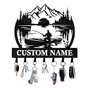 Personalized Fishing Key Holder Wall Mount, Sunset Camping Key Holder for Wall, Custom Name Keys Hanger Gifts for Fisherman Family, Decorative Keys Hooks for Fishing Lovers Color07