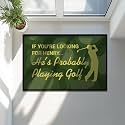 Personalized Funny Golf Non-Slip Doormat with Custom Name – Entry Rug Featuring Golf Silhouette and Humor Message for Porch, Garage, Clubhouse, or Front Door Outdoor Entrance Décor
