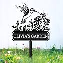 Personalized Garden Metal Sign, Custom Garden Stake, Hummingbird Yard Stake, Customized Name Sign for Outdoor, Outdoor Gardening Decor Gifts for Gardeners