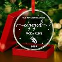 Personalized Glass Engagement Ornament – Custom Wedding Decoration, Unique Gift for Couples, Newly Engaged Keepsake for Her, Romantic Just Engaged Celebration Present