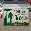 Personalized Golf Couple Doormat with Custom Family Name – Non-Slip Outdoor Welcome Mat for Front Door, Porch, Patio – Funny Gift for Golfer Husband and Wife, Wedding or Housewarming Present