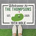 Personalized Golf Doormat with Custom Family Name &amp; Year – Non-Slip 19th Hole Welcome Mat for Outdoor Entrance – Funny Golf Lover Gift – Clubhouse Decor for Patio, Garage, Man Cave or Front Door