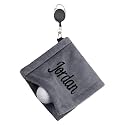Personalized Golf Towel with Retractable Clip - Custom Embroidered Name, Ultra-Absorbent, Waterproof Wet/Dry Tech Small Golf Ball & Club Cleaner for Men, Women, Ideal Golf Gift (Gray)
