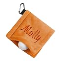 Personalized Golf Towel with Wet & Dry Tech – Custom Embroidered Name, D-Clip, Ultra-Absorbent Microfiber for Golf Balls & Clubs | Portable, Waterproof (Orange)