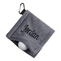 Personalized Golf Towel with Wet & Dry Tech – Custom Embroidered Name, D-Clip, Ultra-Absorbent Microfiber for Golf Balls & Clubs | Portable, Waterproof (Gray)