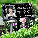 Personalized Grave Markers with Porcelain Photo - Memorial Headstones for Cemetery, Durable Porcelain &amp; Granite Plaques for Indoor/Outdoor, Garden Memorial Stone for Loved Ones