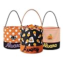 Personalized Halloween Basket for Girls Boys, Custom Name Trick or Treat Bags for Kids, Halloween Candy Bucket Party Gift Storage (Style 3)