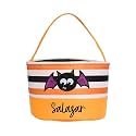 Personalized Halloween Basket, Trick Or Treat Bucket for Kids, Custom Name Halloween Candy Bags for Boys Girls (Style 1)
