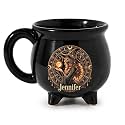 Personalized Halloween Witch Cauldron Mug, Custom Name Witch Ceramic Coffee Cup Gift for Women, Cauldron Stoneware Mug, Halloween Coffee Cup, Spooky Witchy Gift (S5)