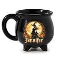Personalized Halloween Witch Cauldron Mug, Custom Name Witch Ceramic Coffee Cup Gift for Women, Cauldron Stoneware Mug, Halloween Coffee Cup, Spooky Witchy Gift (S2)