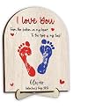 Personalized Handprint Wooden Sign Gift for Baby Showers, DIY Baby Footprint Kit with Paints, Art Craft Newborn Keepsake, Gift for New Mom, Parents, Grandparents, Mothers Fathers Day, Valentines