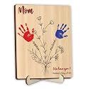 Personalized Handprint Wooden Sign for Mom Dad Grandma, DIY Kids Handprint Frame with Paints, Art Craft Family Keepsake, Mothers Fathers Day Valentines Birthday Gift for New Parents, Families