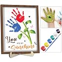 Personalized Handprint Wooden Sign You Are My Sunshine Frame with Paint, Handprint Kit, Custom Art Craft Family Keepsake, Mothers Day, Gifts for Baby Shower, New Parents, Grandparents, Nursery Decor