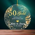 Personalized Happy 50 Gold Wedding Anniversary Acrylic Ornament - Custom Year for Parents, Grandparent Gift Hanging Glass Ornaments for Decorating Home 50th Anniversary Holiday Keepsake