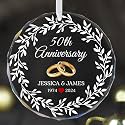 Personalized Happy 50th Wedding Anniversary Crystal Ornament - Custom Year for Couple Parents Gift Hanging Glass Ornament for Decorating Home Weddings Anniversary Holiday Keepsake