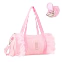 Personalized Initial Dance Bag for Girls 6-9, Medium Lace Gym Sport Yoga Cheer Dance Bags Gift for Teen Girls, Cute Letter Kids Ballet Bag Toddler Travel Duffel Tote with Adjustable Straps(Pink-I)