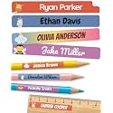 Personalized Kids Name Labels for Pencils Color Mix [75pcs] - Waterproof Name Stickers for School &amp; Daycare - Pencil Custom Name Stickers - Children Name Stick On Labels for Pens (2.0”x0.3”)