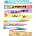 Personalized Kids Name Labels for Pencils Color Mix [75pcs] - Waterproof Name Stickers for School &amp; Daycare - Pencil Custom Name Stickers - Children Name Stick On Labels for Pens (2.0”x0.3”)