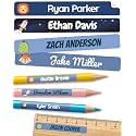 Personalized Kids Name Labels for Pencils Dark Blue [75pcs] - Waterproof Name Stickers for School &amp; Daycare - Pencil Custom Name Stickers - Children Name Stick On Labels for Pens (2.0”x0.3”)