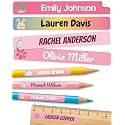 Personalized Kids Name Labels for Pencils Pink [225pcs] - Waterproof Name Stickers for School &amp; Daycare - Pencil Custom Name Stickers - Children Name Stick On Labels for Pens (2.0”x0.3”)