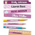 Personalized Kids Name Labels for Pencils Purple [75pcs] - Waterproof Name Stickers for School &amp; Daycare - Pencil Custom Name Stickers - Children Name Stick On Labels for Pens (2.0”x0.3”)