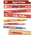 Personalized Kids Name Labels for Pencils Red [225pcs] - Waterproof Name Stickers for School &amp; Daycare - Pencil Custom Name Stickers - Children Name Stick On Labels for Pens (2.0”x0.3”)