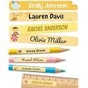 Personalized Kids Name Labels for Pencils Yellow [225pcs] - Waterproof Name Stickers for School &amp; Daycare - Pencil Custom Name Stickers - Children Name Stick On Labels for Pens (2.0”x0.3”)