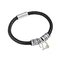Personalized Leather Photo Bracelet With Name Beads Custom Initial Bracelet Personalized Bracelet For Men Braided Leather Bracelets For Men