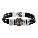 Personalized Leather Photo Bracelet With Name Beads Custom Initial Bracelet Personalized Bracelet For Men Braided Leather Bracelets For Men