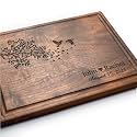 Personalized Love Birds Tree Cutting Board, Custom Engraved with Names & Date, Walnut Artisan Handmade Hardwood Charcuterie, Anniversary, Housewarming & Engagement Gift for Couples & Family