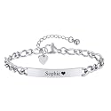 Personalized Matching Bracelet for Couple - Free Engraving Custom Couples Bracelets,Hypoallergenic Adjustable Stainless Steel Long Distance Relationship Jewelry,Promise Bracelet Gifts for Him and Her