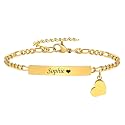 Personalized Matching Bracelet for Couple - Free Engraving Custom Couples Bracelets,Hypoallergenic Adjustable Stainless Steel Long Distance Relationship Jewelry,Promise Bracelet Gifts for Him and Her