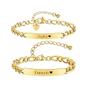 Personalized Matching Bracelet for Couple - Free Engraving Custom Couples Bracelets,Hypoallergenic Adjustable Stainless Steel Long Distance Relationship Jewelry,Promise Bracelet Gifts for Him and Her